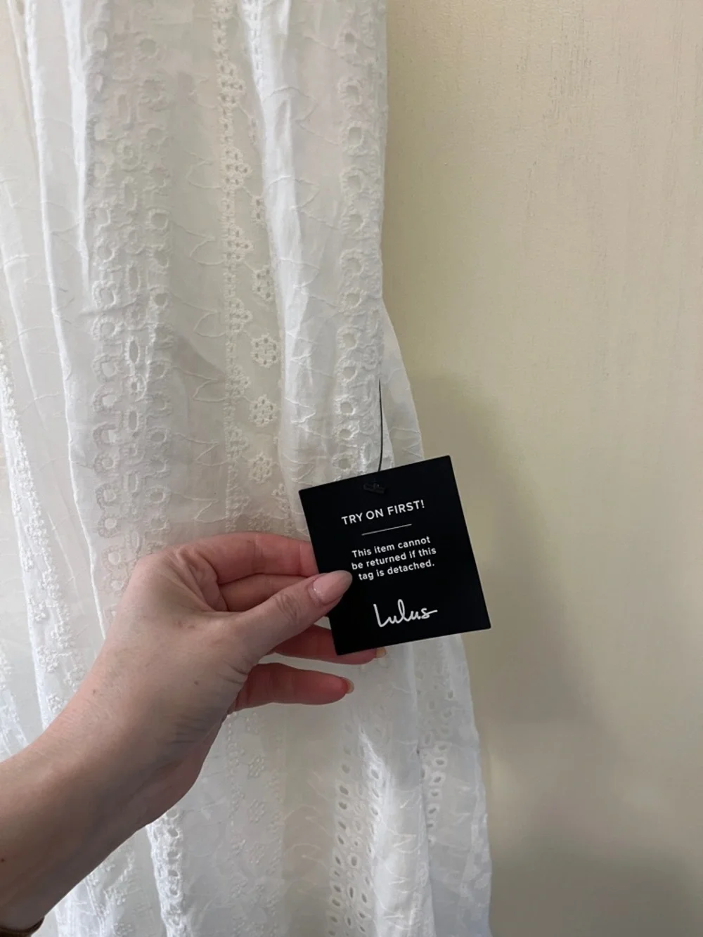 Lulus Sicilian Sun White Eyelet Embroidered Ruffled Lace-Up Midi Dress NWT Sz M - Picture 9 of 13